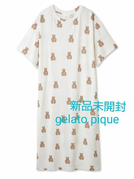 gelato pique ジェラートピケ　ベア柄ワンピース　オフホワイト