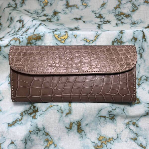 【新店記念SALE】ポロサス (鰐革:アンバー) firebird【DEON】3つ折り大型ロング【高級仕様】男女兼用 (ユニセックス) プレゼントにも!