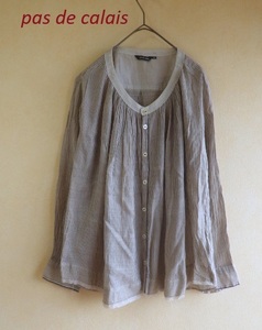 *pas de calais pas de calais stripe blouse 36* tunic feather woven 