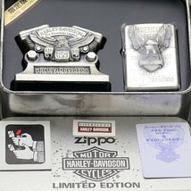 未使用品 限定 ZIPPO ジッポー HARLEY DAVIDSON ハーレーダビッドソン イーグル 飾台付 1995年 箱他_画像1