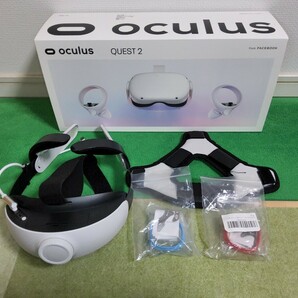 Meta Quest 2 256GB 美品 バッテリーストラップ クッションパッド 度付きレンズ付き 付属品完備 Oculusの画像1