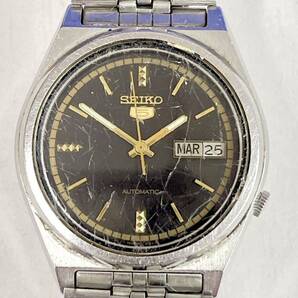 SEIKO セイコー 5 AUTOMATIC オートマチック 自動巻 7009-3070 デイデイト ブラック ゴールド 腕時計の画像1