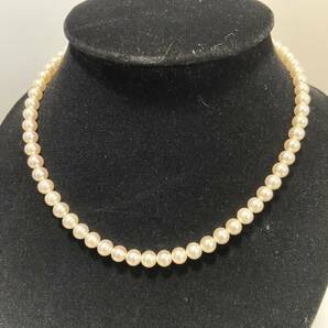 美品 MIKIMOTO ミキモト アコヤ真珠 約6㎜ 重さ25g パールネックレス シルバー金具SILVERの画像2