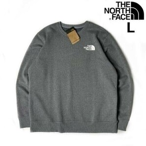 1円～!売切!【正規新品】THE NORTH FACE LOGO PULLOVER CREW トレーナー スウェット US限定 男女兼用 ロゴプリント(L)グレー 181130-22の画像1