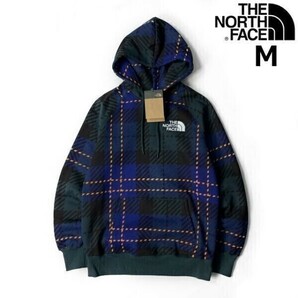 1円～!売切!【正規新品】THE NORTH FACE◆W HOLIDAY HOODIE パーカー US限定 上質 男女兼用 アウトドア (M)青 緑 チェック柄 181130-35の画像1