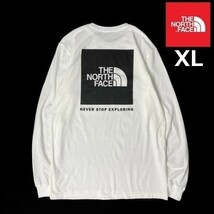 1円～!売切!【正規新品】THE NORTH FACE L/S BOX NSE TEE 長袖 Tシャツ ロンT US限定 男女兼用 ボックスロゴ アウトドア(XL)白① 180902-18_画像1