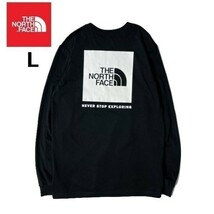 1円～!売切!【正規新品】THE NORTH FACE L/S BOX NSE TEE 長袖 Tシャツ ロンT US限定 男女兼用 バックプリント コットン(L)黒 180902-18_画像2