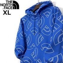 1円～!売切!【正規新品】THE NORTH FACE◆ALL OVER PRINT HOODIE パーカー US限定 裏起毛 ハーフドームロゴ 男女兼用(XL)青 総柄 181130-35_画像2