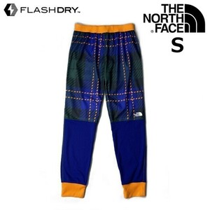 1円～!売切!【正規新品】THE NORTH FACE◆PRINT WAFFLE BL◆レギンス ロング US限定 ストレッチ ワッフル 速乾(S)青 緑 チェック柄 190110