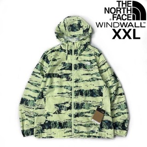 1円～!売切!【正規新品】THE NORTH FACE◆PRINTED CYCLONE JACKET 3 ウインドパーカー US限定 ロゴ刺繍 軽量 撥水(XXL)緑 総柄 180915-5