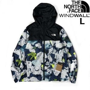 1円～!売切!【正規新品】THE NORTH FACE◆PRINTED CYCLONE JACKET 3 ウインドパーカー US限定 ロゴ刺繍 軽量 撥水(L)紺 総柄 180915-5