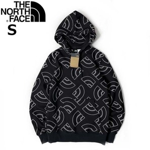 1円～!売切!【正規新品】THE NORTH FACE◆ALL OVER PRINT HOODIE パーカー US限定 裏起毛 ハーフドームロゴ 男女兼用(S)黒 総柄 181130-35の画像3