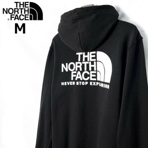 1円～!売切!【正規新品】THE NORTH FACE◆THROWBACK HOODIE パーカー スウェット US限定 男女兼用 ビッグロゴ アウトドア(M)黒 181130-30の画像2