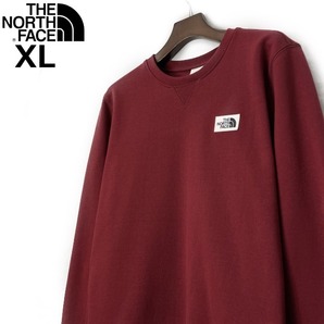 1円～!売切!【正規新品】THE NORTH FACE◆HERITAGE PATCH CREW トレーナー スウェット US限定 上質 裏起毛 ロゴパッチ(XL)赤 181130-28の画像2