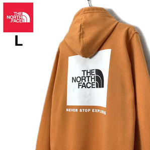 1円～!売切!【正規新品】THE NORTH FACE BOX NSE PULLOVER HOODIE パーカー US限定 バックプリント 裏起毛 男女兼用(L)オレンジ 181130-10の画像2