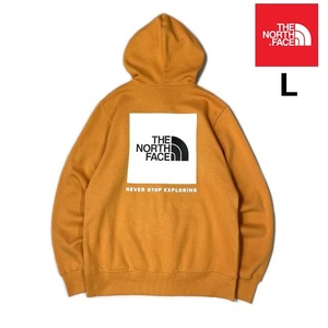 1円～!売切!【正規新品】THE NORTH FACE BOX NSE PULLOVER HOODIE パーカー US限定 バックプリント 裏起毛 男女兼用(L)オレンジ 181130-10