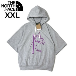 1円～!売切!【正規新品】THE NORTH FACE SHORT SLEEVE 1966 HOODIE パーカー US限定 立体ロゴ 裏起毛 上質 男女兼用(XXL)グレー 181130-33 の画像3