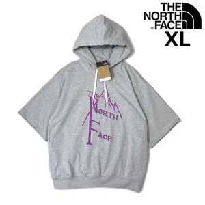 1円～!売切!【正規新品】THE NORTH FACE SHORT SLEEVE 1966 HOODIE パーカー US限定 立体ロゴ 裏起毛 上質 男女兼用(XL)グレー 181130-33