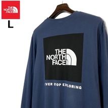 1円～!売切!【正規新品】THE NORTH FACE◆L/S BOX NSE TEE 長袖 Tシャツ ロンT US限定 ボックスロゴ 男女兼用 キャンプ(L)青 180902-5_画像2