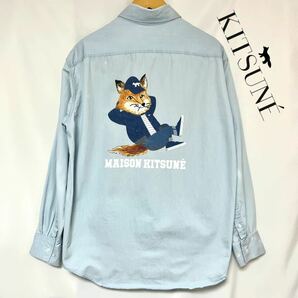 MAISON KITSUNE メゾン キツネ DRESSED FOX PRINT RELAXED SHIRT BD ボタンダウン バックドレスド フォックス シャツ 23SS L デニムシャツ 