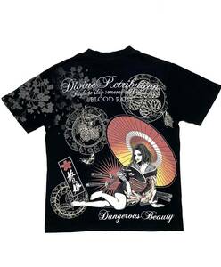 送料無料 抜刀娘 Tシャツ 家紋 刺繍 ラメ 和柄 dangerous beauty