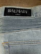 ※BALMAIN バルマン S6HT551D204V バイカー 蛇腹 デニムパンツ ライトインディゴ 日本製 29 　　　　 BJBD.D_画像6