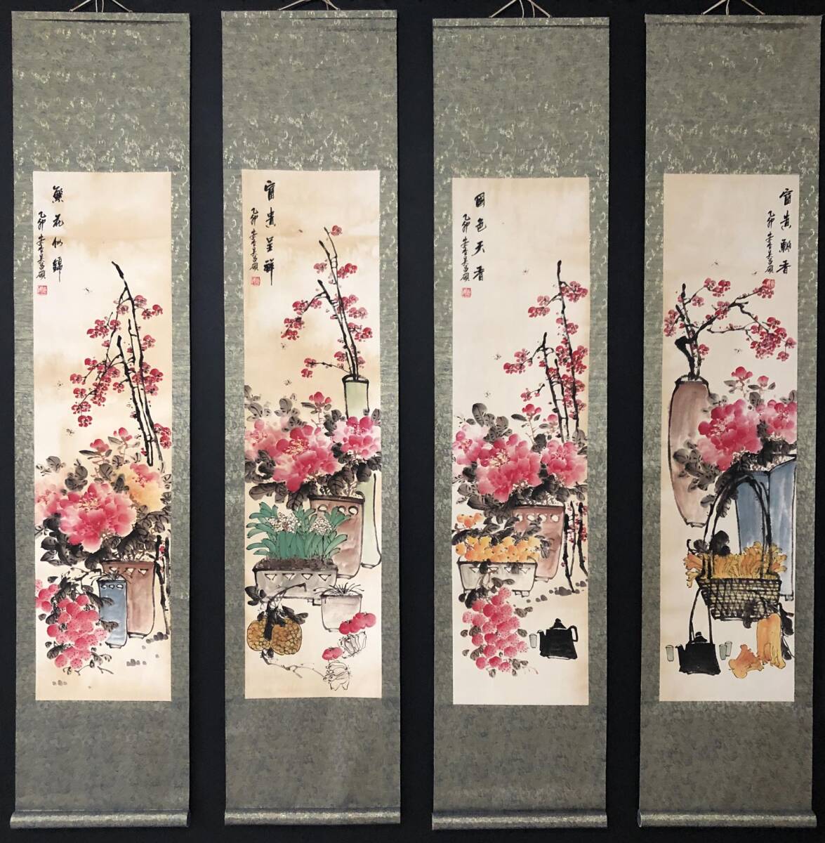k Calligraphy and Paintings Calligraphy and Paintings Collection Changshuo [Fragrant Flower Screen, Shijo Byo: Hand-painted, Japanese painting, Chinese antique art, antique, ornament, prize, 3.21, Artwork, Painting, Ink painting