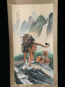 Art hand Auction k Calligraphy Painting Production Xu Beihong [Lion Animal Painting, Large four-shaku Chudo painting, Hand-painted Japanese paintings, Chinese antiques, period objects, ornaments, prizes 3.21, artwork, painting, Ink painting