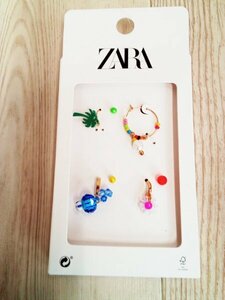 ot1662 ○送料無料 新品 (新古品) ZARA ザラ アクセサリー ピアス 7点セット Mサイズ グリーン ブルー ピンク カラフル ビーズ ヤシの木 花