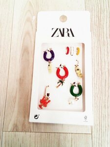 ot1661-3 ○送料無料 新品 (新古品) ZARA ザラ アクセサリー ピアス 8点セット Mサイズ レッド グリーン パープル カラフル パール風 魚 海