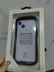 新品 iFace iPhone 14 専用 ケース クリア 強化ガラス (ブラック)【アイフェイス アイフォン14 耐衝撃 透明 ストラップホール】スマホ