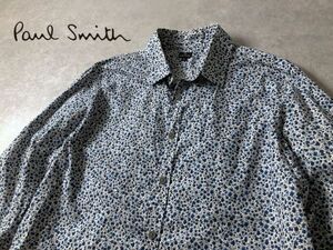 美品●Paul Smith●Lサイズ●青い小花プリント シャツ●ポールスミス