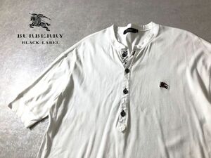 BURBERRY BLACK LABEL●チェックライン ヘンリーネック Tシャツ●バーバリーブラックレーベル