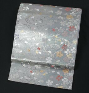 ブランド帯　正絹袋帯　金糸銀糸使用　桜流水　e-95