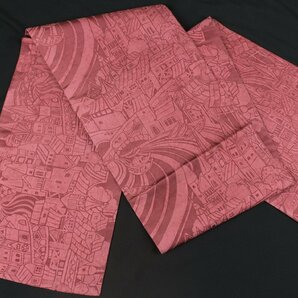 【渡文】 特選西陣織袋帯 纐纈 「西洋城下町柄」  e-356の画像2