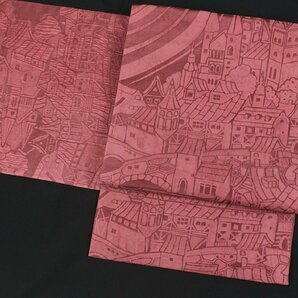 【渡文】 特選西陣織袋帯 纐纈 「西洋城下町柄」  e-356の画像1