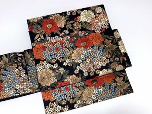  kimono britain making obi two -ply futoshi hand drum flower writing sama ki mono maru she[G-30]