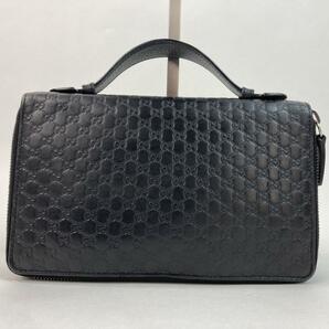 極美品 付属品完備●GUCCI メンズ ビジネス ダブルファスナー オーガナイザー 長財布 グッチ マイクロシマ GG トラベルケース 黒 ブラックの画像2