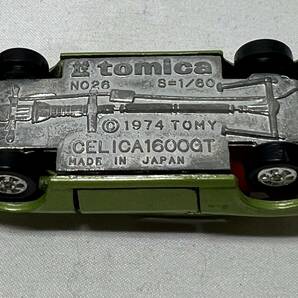 か060 TOMICA 1/60トミカ 26 黒箱 トヨタ セリカ 1600GT ライトグリーン 日本製 1Eホイールの画像7