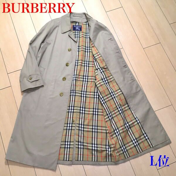 美品★バーバリー ステンカラー コート BURBERRY 英国製 定番人気 最上級の逸品 比翼仕立て ノバチェック L位 A594