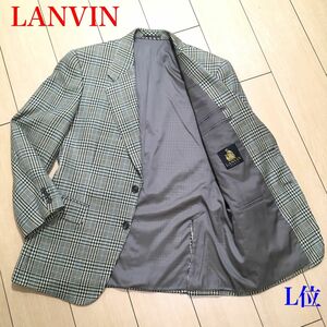 極美品★ランバン シルク テーラードジャケット LANVIN 絹100％ チェック 春秋 R48 L位 A599