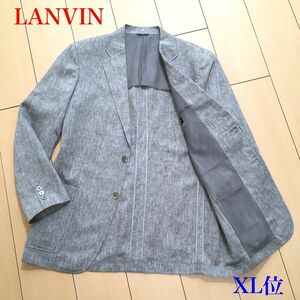 極美品★ランバン リネン100％ テーラード ジャケット LANVIN グレー メンズ 春夏 50 XL位 A658