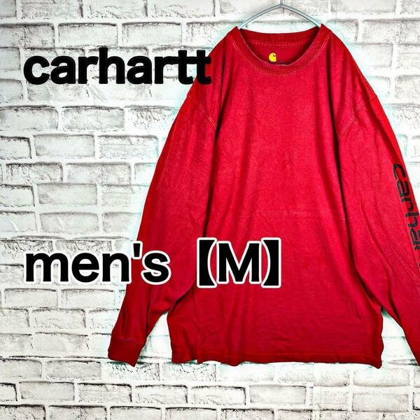 【G335】Carhartt 長袖プリントTシャツ【M】レッド