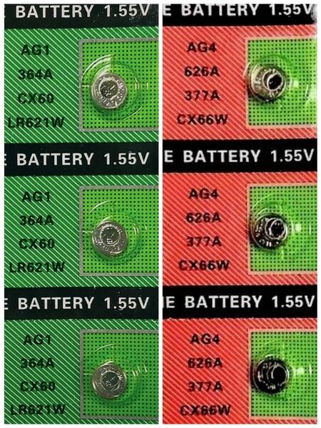 アルカリLR621ボタン電池３個＋アルカリ377ボタン電池３個（計６個）［ゆうパケット］SR621SW互換 SR626SW互換