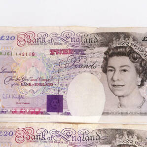 古いイギリス紙幣■1993年20ポンド札×5枚■計100ポンド■BANK of ENGLAND TWENTY POUNDS 貨幣 外貨 旧紙幣 海外 外国 古札 英国の画像2