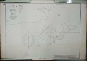 S544 戦前 昭和13年 歴史郷土資料【支那南東岸 電白港・水路部発行／支那 中国 広東省 旧日本海軍省・水深 灯台 湾港 砲台／銅版刷】