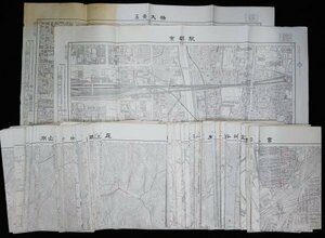 S131 戦後 昭和50年代 歴史郷土資料【京都府 2500分の1 都市計画図・まとめ86枚／京都駅 五条大橋 四ノ宮など・鉄道路線 区画／市街図】