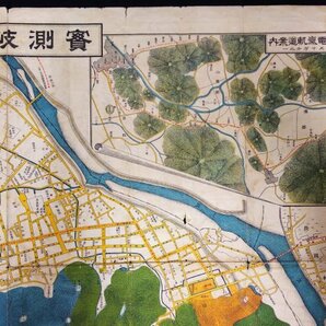 S368 戦前 大正4年 歴史郷土資料【実測 岐阜市全図・一万分の一／美濃国 武儀郡・鐡道路線 停車場 電気軌道 丁目入 寺社仏閣／銅版彩色】の画像2