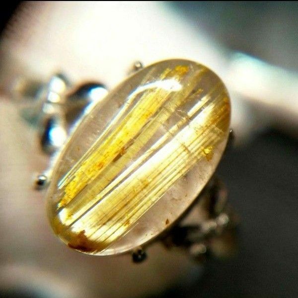 ゴールドタイチンルチル SILVER925 リング 指輪15号 フリーサイズ 天然石 パワーストーン