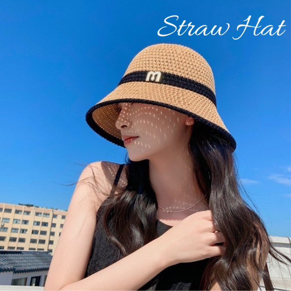 M 麦わら　帽子　レディース　シンプル　上品　つば広　小顔効果　UV対策　日除け　人気　夏